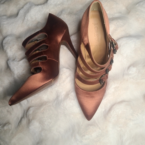 J. Crew Rust Heels with Pointed Toe and Strappy Design - Picture 4 of 13